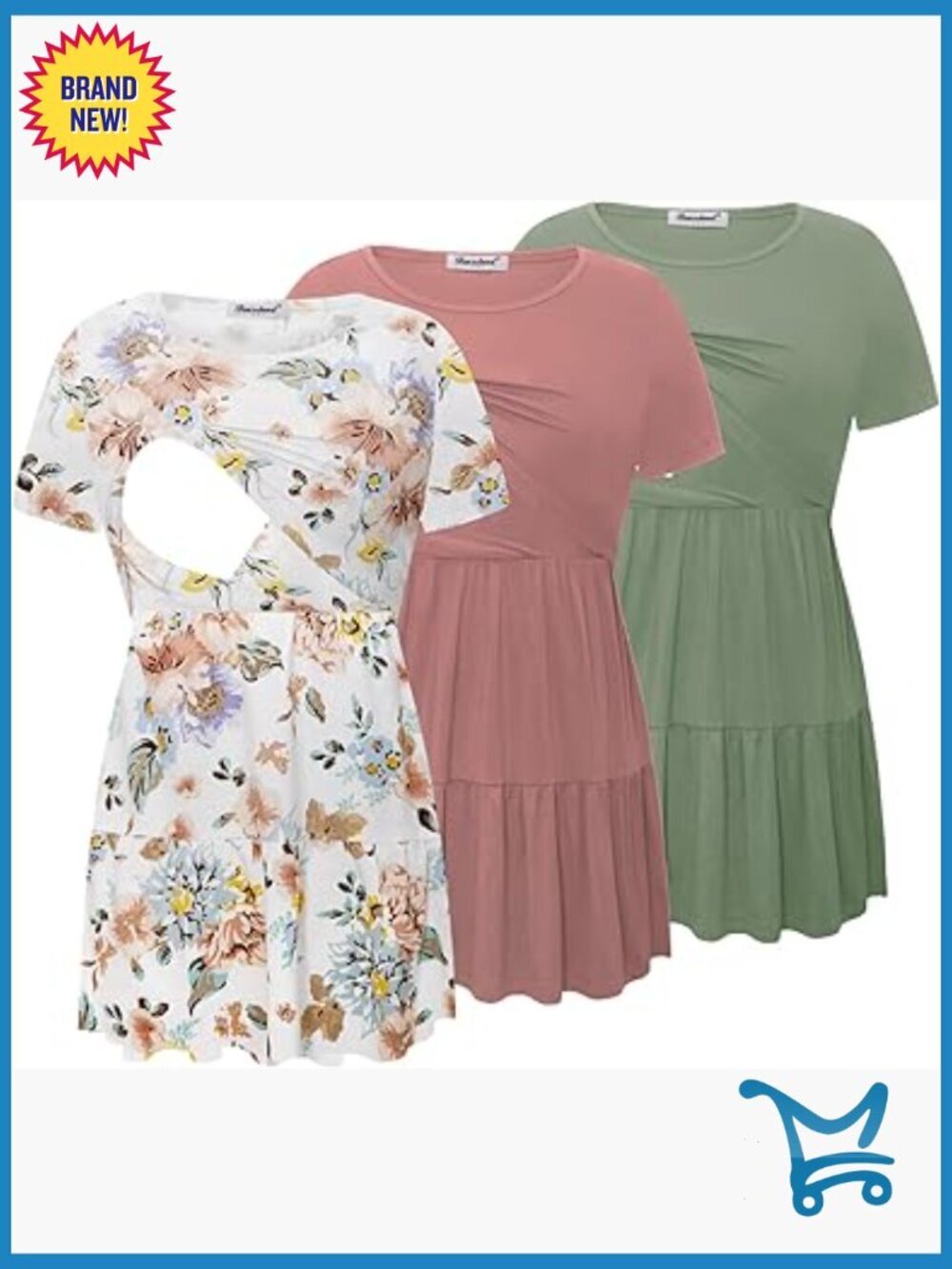 Nursing Top 3pack Short Sleeve Scoop Neck Breastfeeding Shirts Maternity Tees